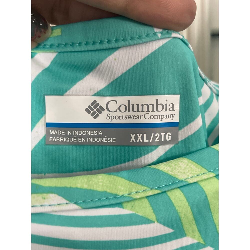 Columbia PFG Freezer III Tank Dress Cooling UPF 50 Blue White Leaf  Size XXL - Picture 3 of 8